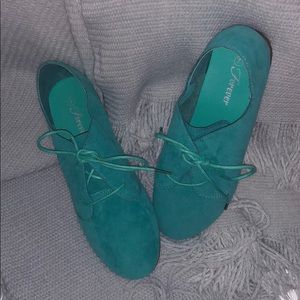 Faux suede turquoise shoes